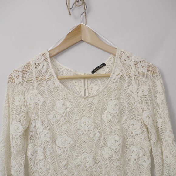 Massimo Dutti Lace Off-White Floral Top Size 36 - Picture 2 of 12